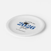 Klasse von 2025 Grad Simple Blue und Black Pappteller (Schrägansicht)