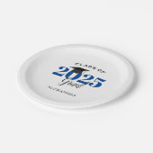 Klasse von 2025 Grad Simple Blue und Black Pappteller (Schrägansicht)