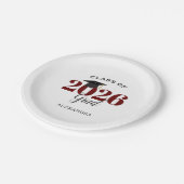 Klasse von 2025 Grad Simple Maroon and Black Pappteller (Schrägansicht)