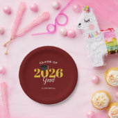 Klasse von 2025 Grad Simple Maroon and Gold Pappteller (Party)