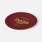 Klasse von 2025 Grad Simple Maroon and Gold Pappteller (Schrägansicht)