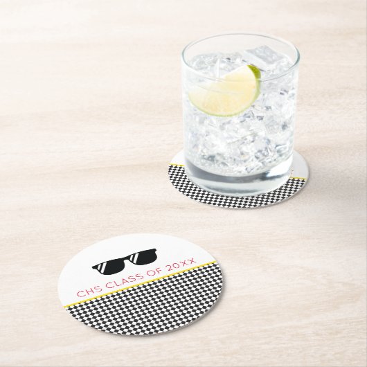 KLASSE VON 2025 Grad Sonnenbrille Cool School Colo Runder Pappuntersetzer (Vor Ort)