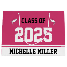 Klasse von 2025 Grad's Name Magenta White Abschlus Große Geschenktüte