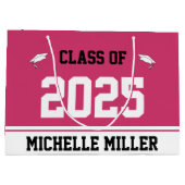Klasse von 2025 Grad's Name Magenta White Abschlus Große Geschenktüte (Rückseite)