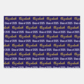 Klasse von 2025 Graduate's Name Blue White Gold Geschenkpapier Set (Vorderseite 2)