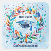 Klasse von 2025 quadratischer aufkleber (Vorderseite)