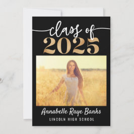 Klasse von 2025 Script Black Printable Einladung