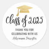 Klasse von 2025 Script-Elegant-Graduate-Hat Runder Aufkleber (Vorderseite)