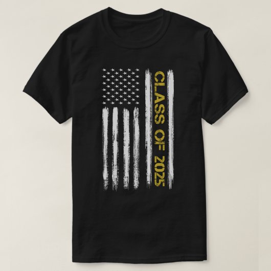 Klasse von 2025 Senior Patriotic American Flag Gra T-Shirt (Design vorne)