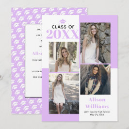 Klasse von 2025 vier Foto Lavendel Abschluss Ankündigung