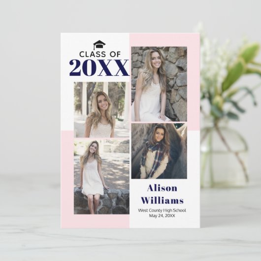 Klasse von 2025 vier Fotos rot, Marine Abschluss Ankündigung (Stehend Vorderseite)