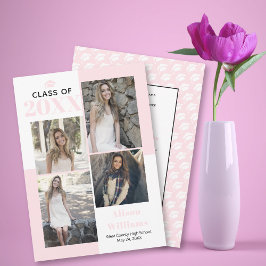 Klasse von 2025 vier Fotos rot-rosa Abschluss Ankündigung