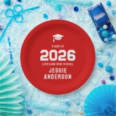 Klasse von 2026 Abschlussdesign in fettrot Pappteller (Party)