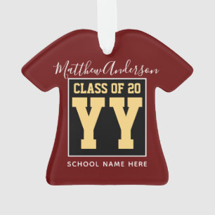 Klasse von 2026 Burgunderrot Schwarz und Gold Absc Ornament