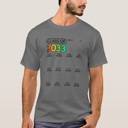 Klasse von 2033 Hochschulabsolventen vor dem 12. T-Shirt (Vorderseite)