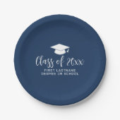 Klasse von 20xx Trendy Script and Name - Navy Pappteller (Vorderseite)