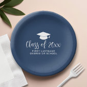 Klasse von 20xx Trendy Script and Name - Navy Pappteller