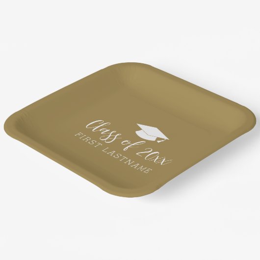 Klasse von 20xx Trendy Script und Name - Gold Pappteller (Gewinkelt)