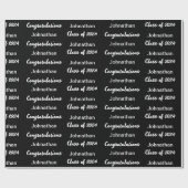 Klasse von 24 Schwarz-weiß Glückwunsch Grad Name Geschenkpapier (Flach)