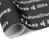 Klasse von 24 Schwarz-weiß Glückwunsch Grad Name Geschenkpapier (Rolleneckpunkt)