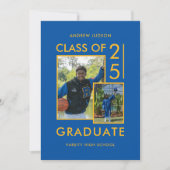 Klasse von 25 Fotos Blue Abschluss & Open House Ankündigung (Vorderseite)