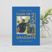 Klasse von 25 Fotos Blue Abschluss & Open House Ankündigung (Stehend Vorderseite)
