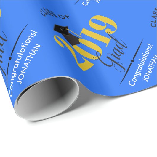 Klasse von Absolventen 2019 | blau u. Gold Geschenkpapier (Rolleneckpunkt)