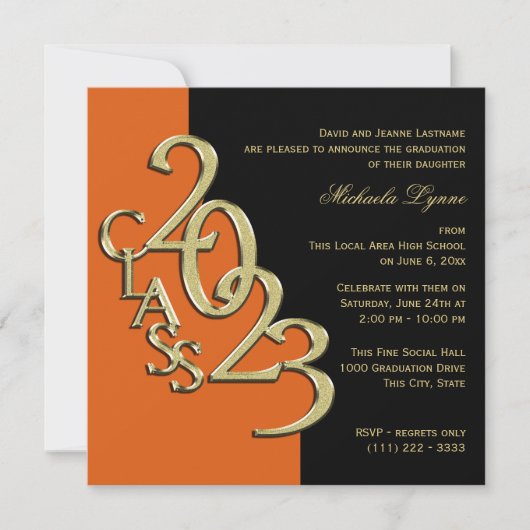 Klasse von Grad Orange und Gold 2023 Einladung (Vorderseite)