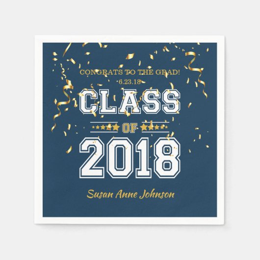 Klasse von Grad Party Blau und Gelb 2018 Serviette (Vorderseite)