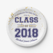 Klasse von Grad Party Blue und Gold 2018 Pappteller (Vorderseite)