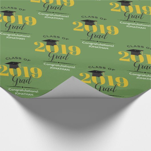 Klasse von Grün 2019 u. Gold des Absolvent-| Geschenkpapier (Ecke)