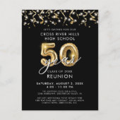 Klasse Wiedersehen 50 Jahre Schwarze Gold Ballons Postkarte (Vorderseite)