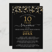 Klasse Wiedersehen Black Gold Confetti Streamers Einladung (Vorne/Hinten)