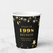 Klasse Wiedersehen Black Gold Stars Personalisiert Pappbecher (Rückseite)