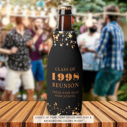 Klasse Wiedersehen Black Orange Stars Personalisie Flaschenkühler