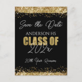 Klasse Wiedersehen Black und Gold Save the Date Postkarte (Vorderseite)