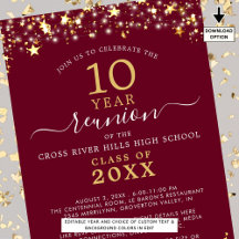 Klasse Wiedersehen Burgundy Gold Stars leuchten je