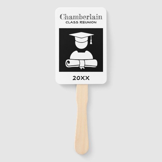 Klasse Wiedersehen Elegant Schwarz-weiß Custom Fächer (Vorderseite)