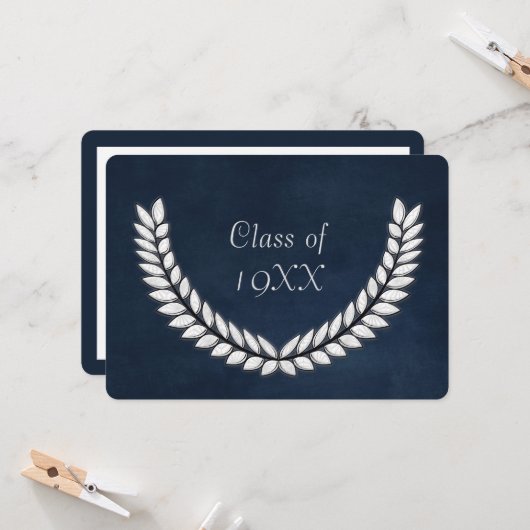 Klasse Wiedersehen mit Silver Laural Einladung (Vorderseite/Rückseite Beispiel)