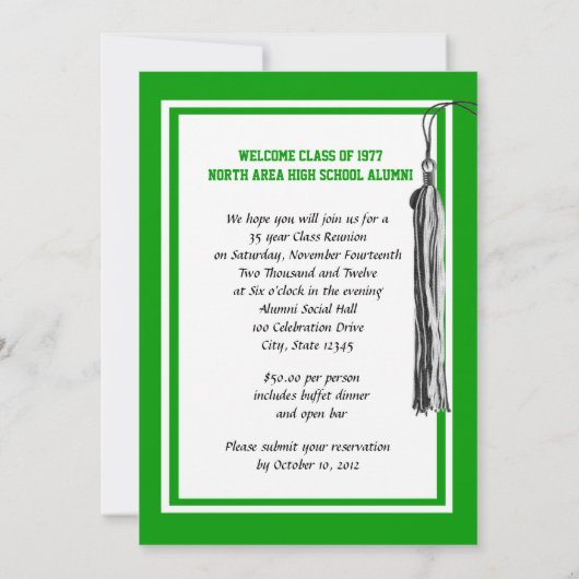 Klasse Wiedersehen mit veränderbaren Farben Einladung (Rückseite)