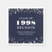 Klasse Wiedersehen Navy Blue Silver Personalisiert Serviette (Vorderseite)