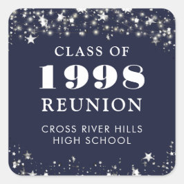 Klasse Wiedersehen Navy Blue Silver Stars Personal Quadratischer Aufkleber