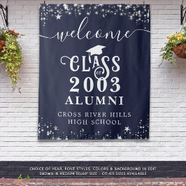 Klasse Wiedersehen Navy Blue Welcome Class Year Al Wandteppich