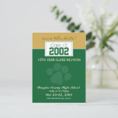 Klasse Wiedersehen Rett-the-Date-Ankündigung (grün Ankündigungspostkarte (Stehend Vorderseite)