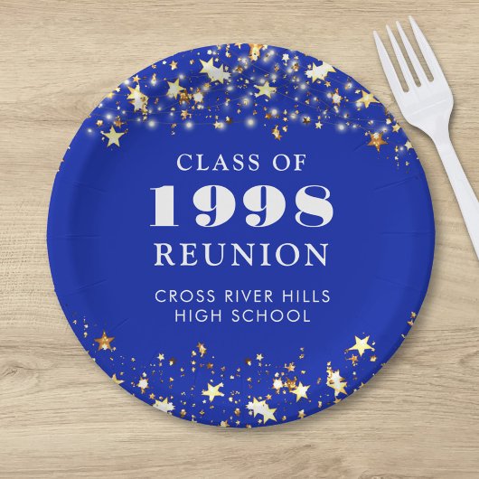 Klasse Wiedersehen Royal Blue Gold Stars Personali Pappteller