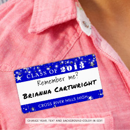 Klasse Wiedersehen Royal Blue Silver Name Tag