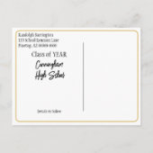 Klasse Wiedersehen Save the Date Black Gold Postkarte (Rückseite)