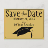 Klasse Wiedersehen Save the Date Black Gold Postkarte (Vorderseite)