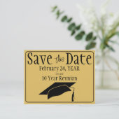 Klasse Wiedersehen Save the Date Black Gold Postkarte (Stehend Vorderseite)