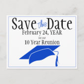 Klasse Wiedersehen Save the Date Blue Grad QR-Code Postkarte (Vorderseite)